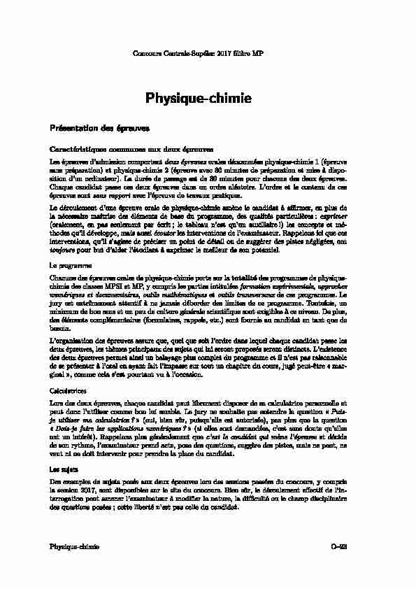 [PDF] Concours Centrale-Supélec 2017 filière MP - Physique-chimie