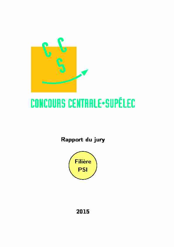 Rapport du jury Filière PSI 2015