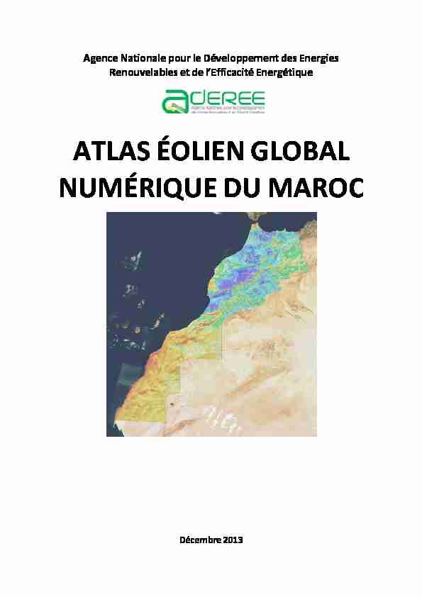 [PDF] ATLAS ÉOLIEN GLOBAL NUMÉRIQUE DU MAROC - AMEE