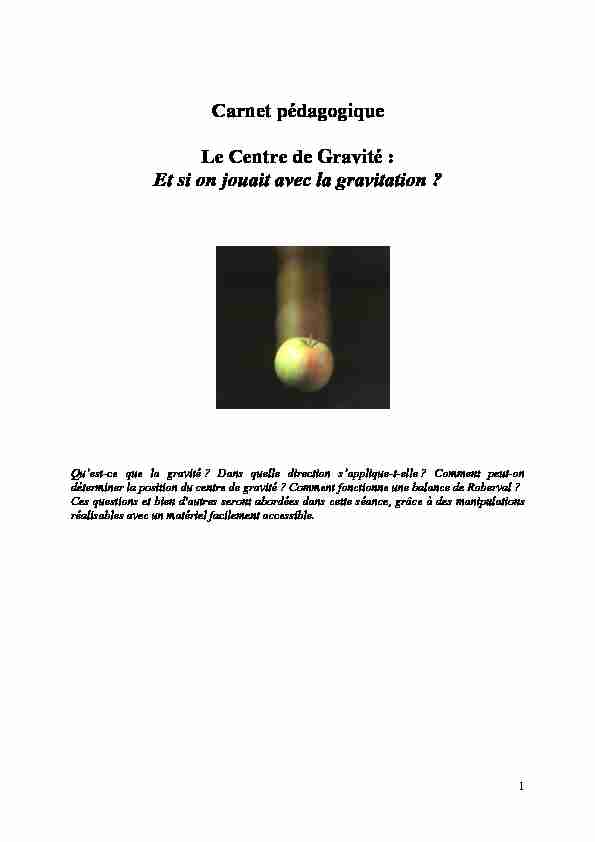 [PDF] Carnet pédagogique Le Centre de Gravité