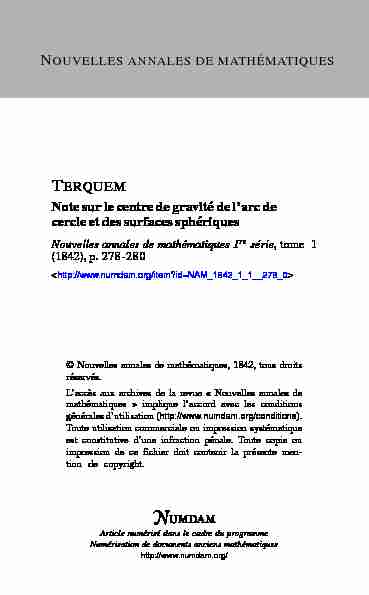 [PDF] Note sur le centre de gravité de larc de cercle et des  - Numdam