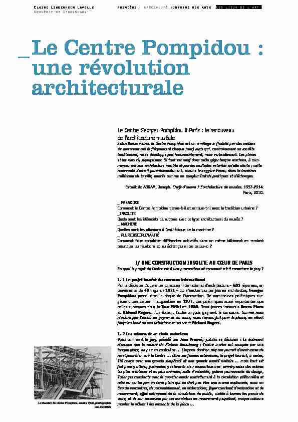 [PDF] Le Centre Pompidou : une révolution architecturale - Académie de