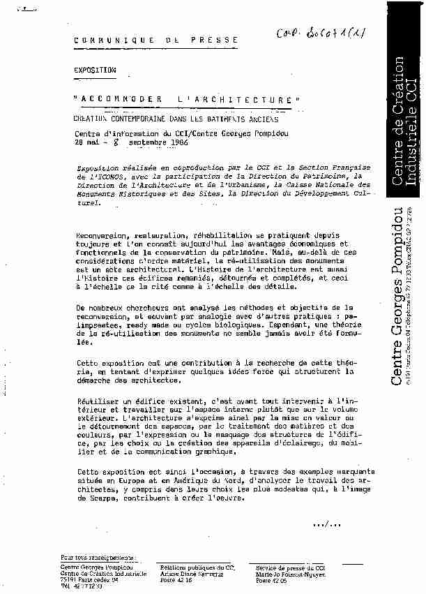 1O2E PLECNIK Architecte Galerie du CCI 12 mars-26 mai 1986