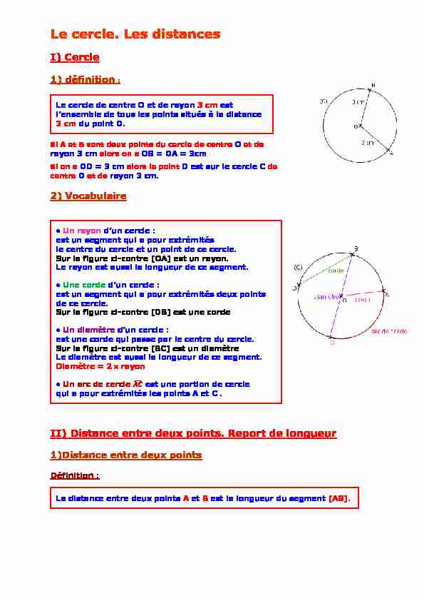 [PDF] 6e Le cercle Les distances - Parfenoff  org