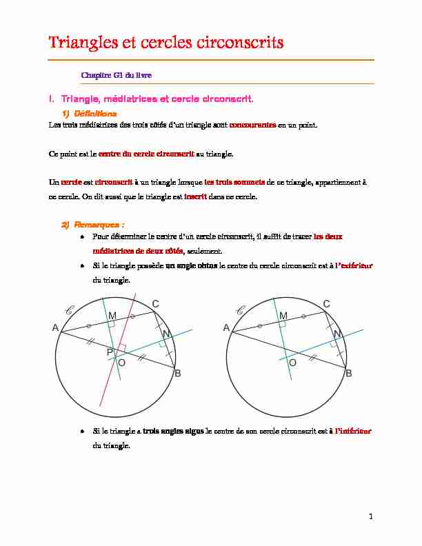 Triangles et cercle circonscrit