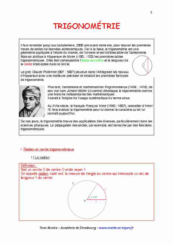 [PDF] TRIGONOMÉTRIE - maths et tiques