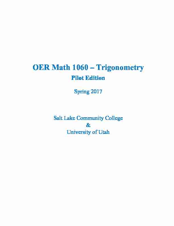OER Math 1060 – Trigonometry