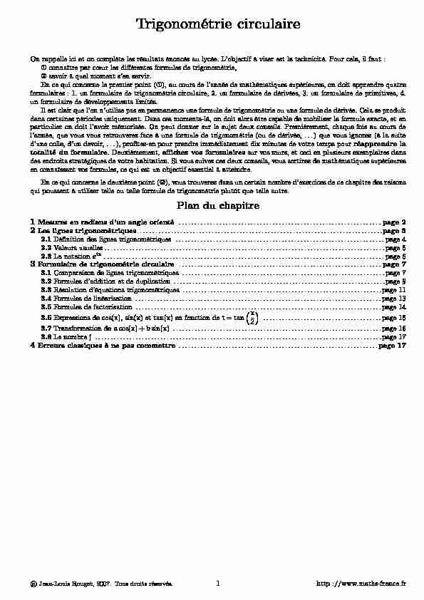 [PDF] Trigonométrie circulaire