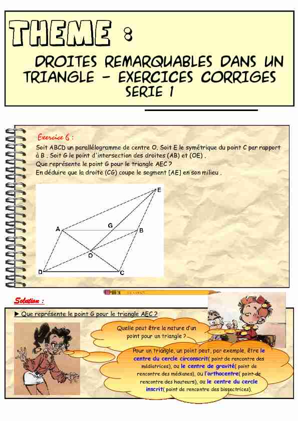 Droites remarquables dans un triangle - Exercices corrig s 1