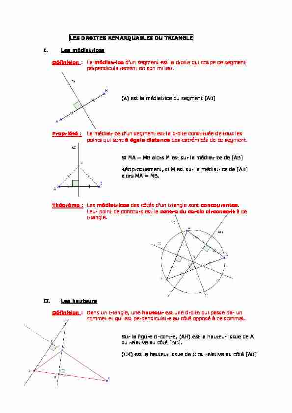 [PDF] 3ème les droites remarquables du triangle fiche méthode