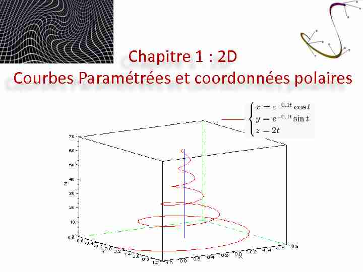 Chapitre 1 : 2D Courbes Paramétrées et coordonnées polaires