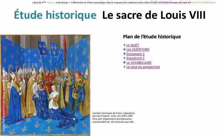 ÉTUDE HISTORIQUE le sacre de Louis VIII