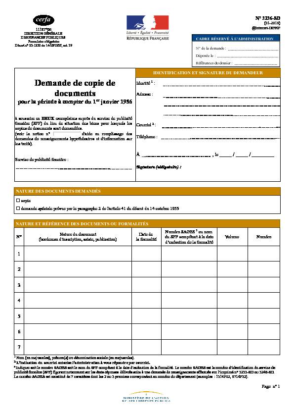 [PDF] Demande de copie de documents - Impotsgouv