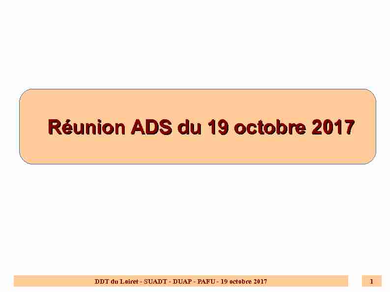 Réunion ADS du 19 octobre 2017