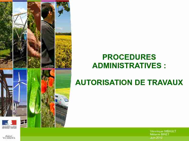 PROCEDURES ADMINISTRATIVES : AUTORISATION DE TRAVAUX