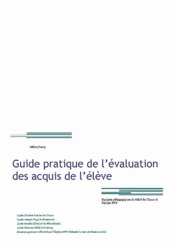 [PDF] Guide pratique de lévaluation des acquis de lélève - Académie de