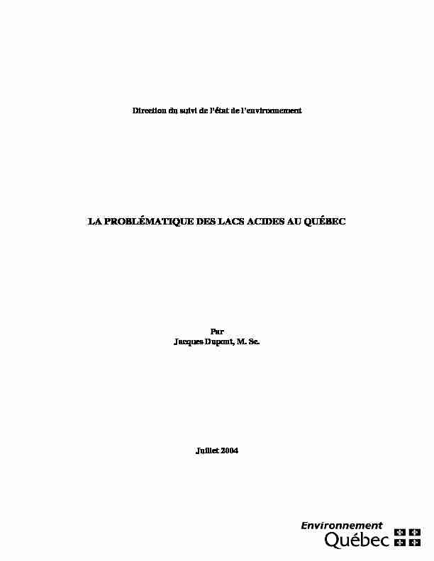 [PDF] La problématique des lacs acides au Québec - Ministère de l