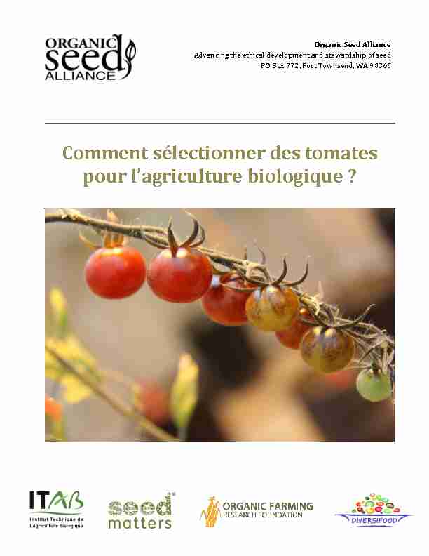 Comment sélectionner des tomates pour lagriculture biologique ?