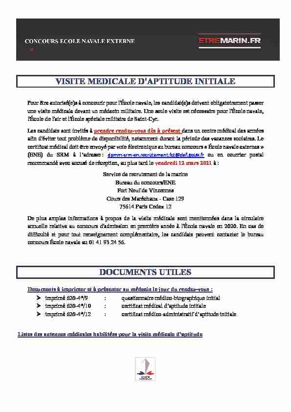 [PDF] VISITE MEDICALE DAPTITUDE INITIALE DOCUMENTS UTILES