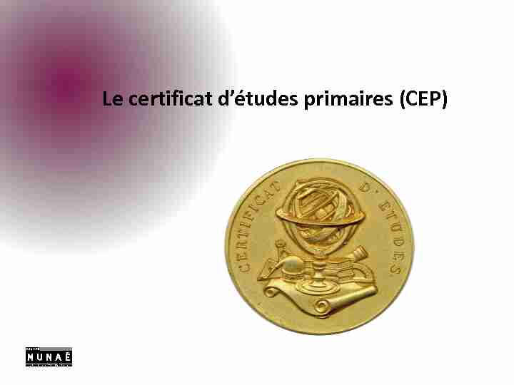 Le certificat détudes primaires (CEP)
