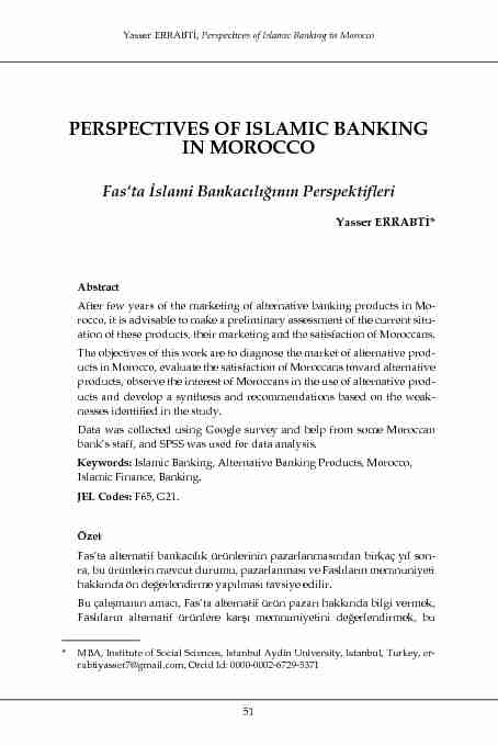 PERSPECTIVES OF ISLAMIC BANKING IN MOROCCO