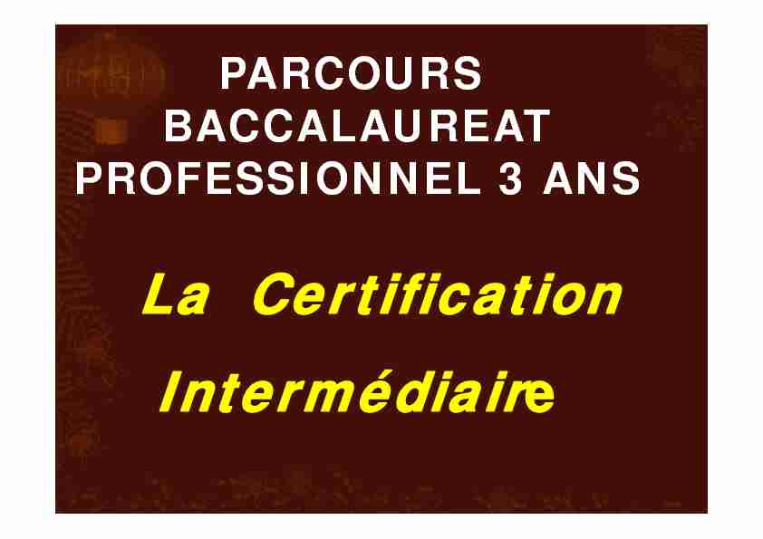 La Certification Intermédiaire Intermédiaire