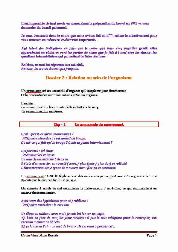 [PDF] Dossier 2 : Relation au sein de lorganisme - Collège Ferdinand