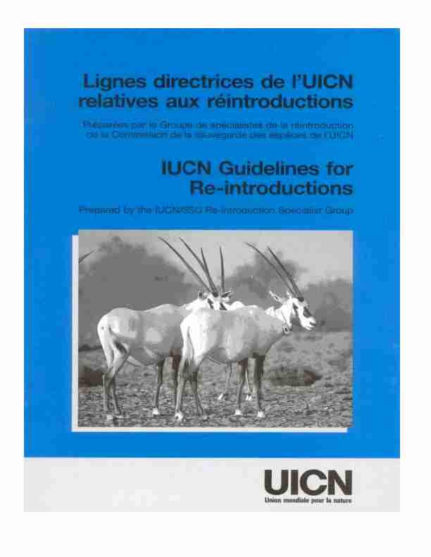 IUCN/SSC Lignes Directrices Relatives aux Reintroductions