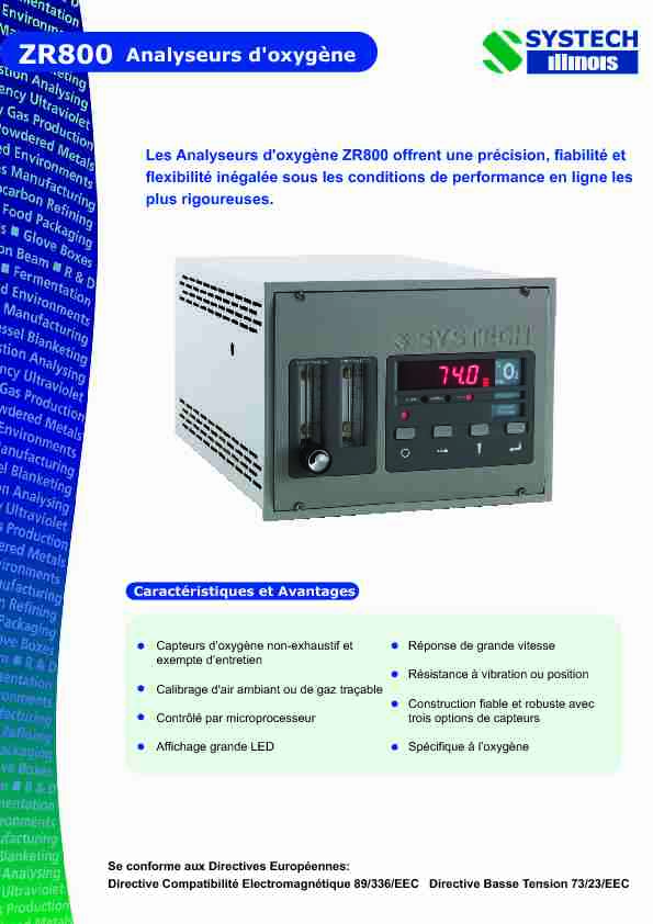 Analyseurs doxygène ZR800