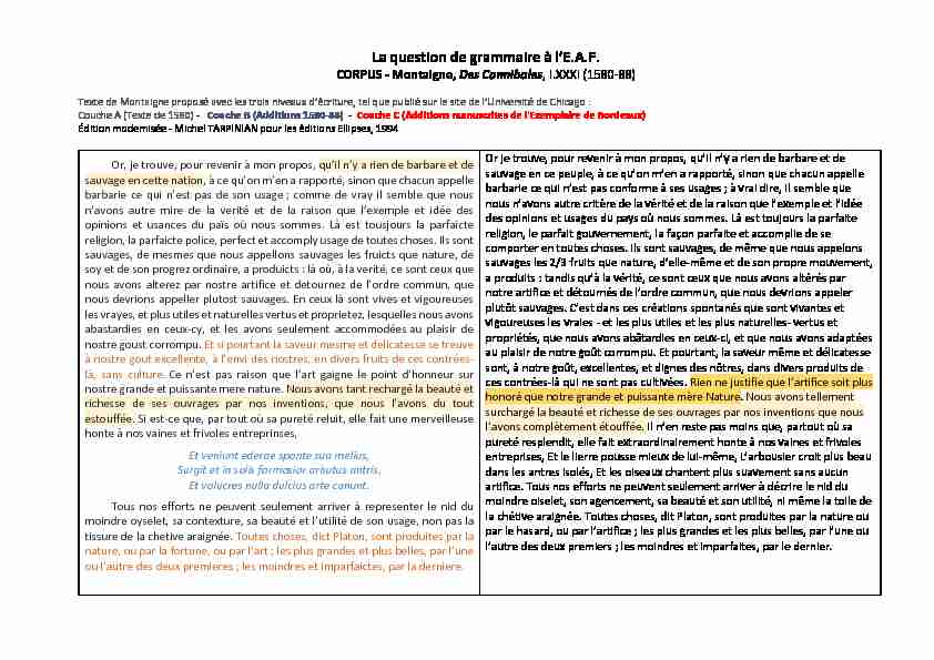 [PDF] La question de grammaire à lEAF - La Page des Lettres