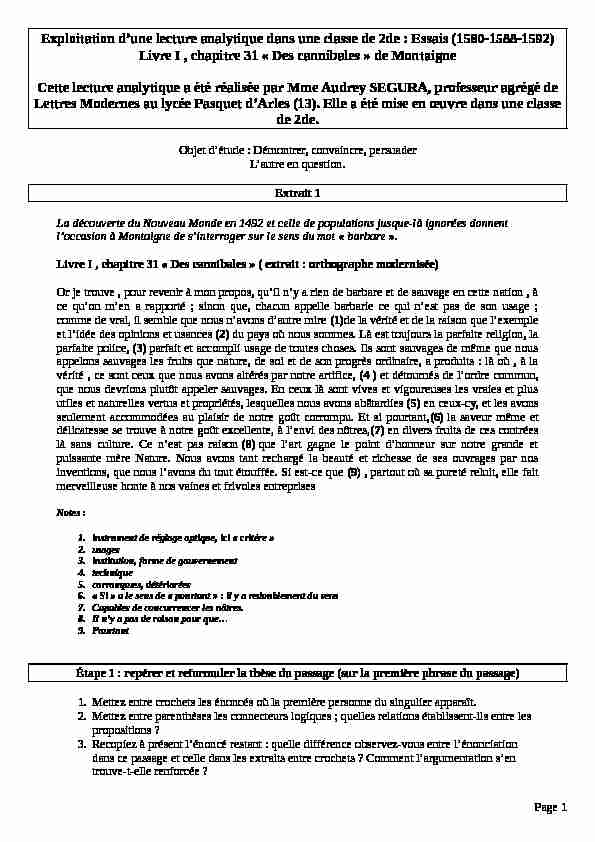 [PDF] Exploitation dune lecture analytique dans une  - Aix - Marseille