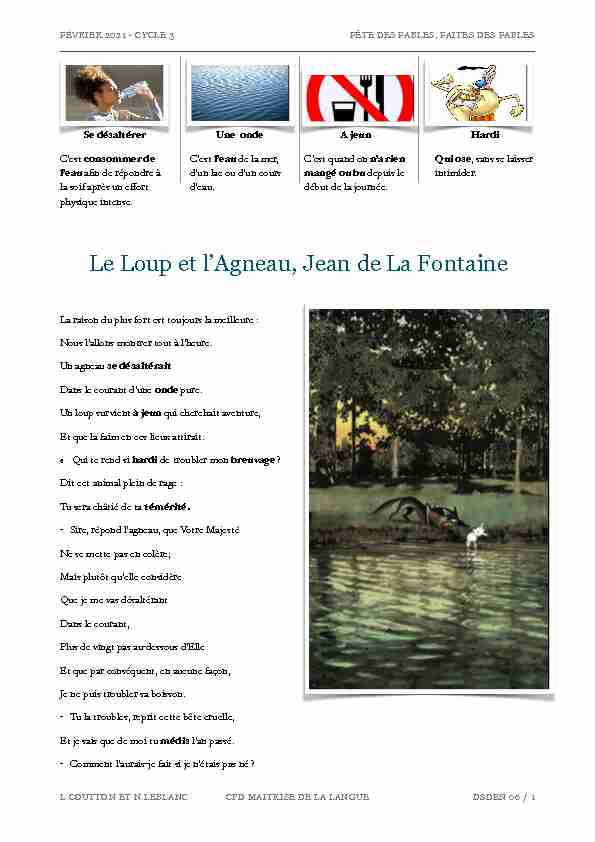 [PDF] Le Loup et lAgneau LA FONTAINE C3