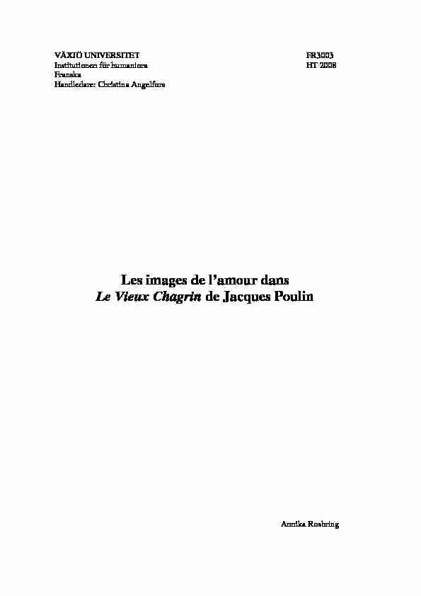 [PDF] Les images de lamour dans Le Vieux Chagrin de Jacques Poulin