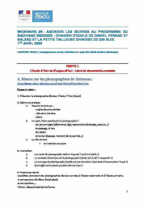 [PDF] A Séance sur les photographies de Doisneau : - Institut Français