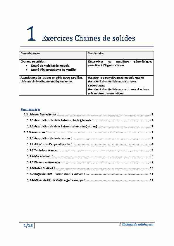 [PDF] 1 Exercices Chaines de solides - Michel Huguet