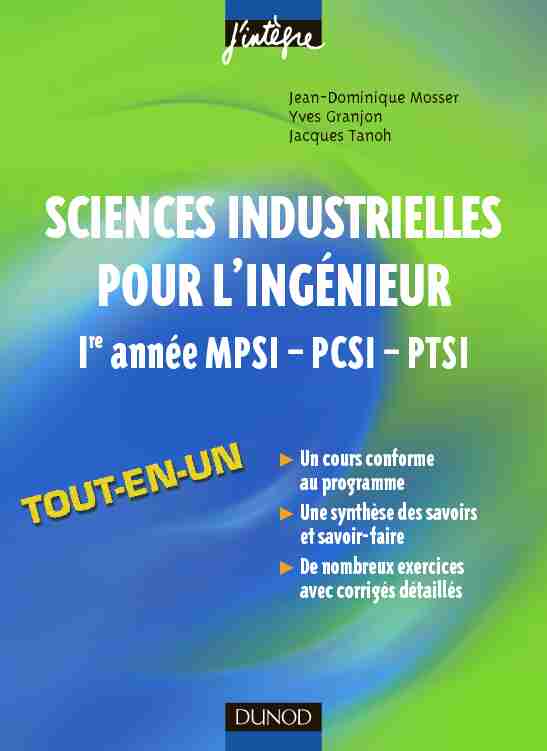Sciences industrielles pour lingénieur - 1ère année MPSI - PCSI