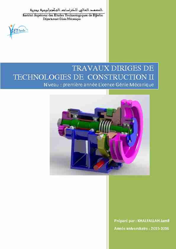 TRAVAUX DIRIGES DE TECHNOLOGIES DE CONSTRUCTION II