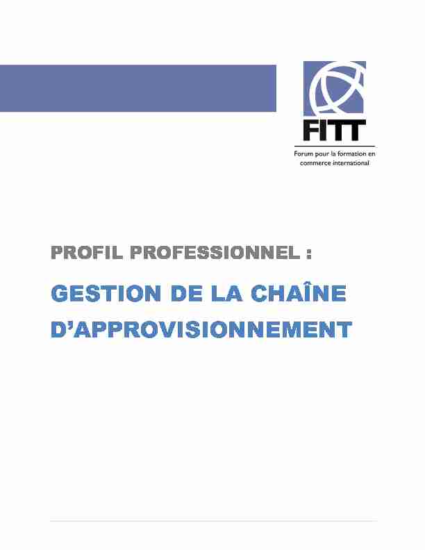 [PDF] profil professionnel : - gestion de la chaîne dapprovisionnement