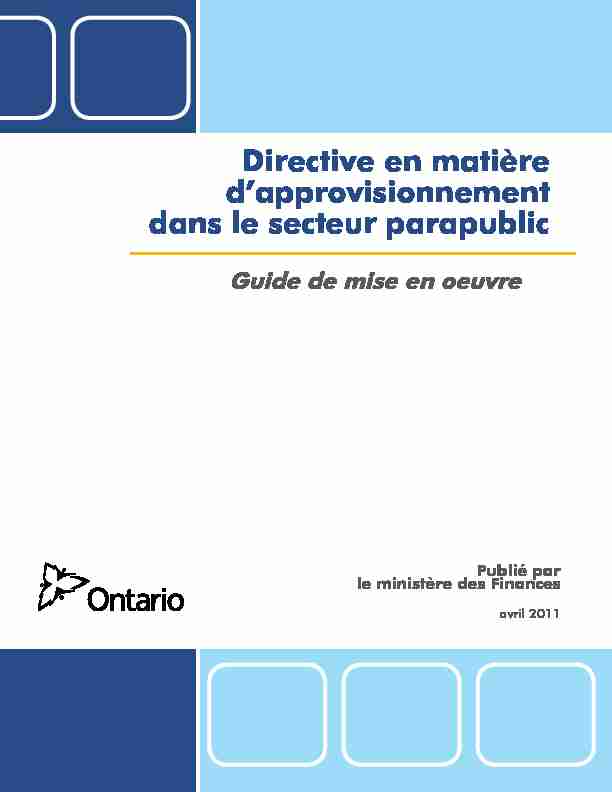 [PDF] Guide de la Directive en matière dapprovisionnement dans le