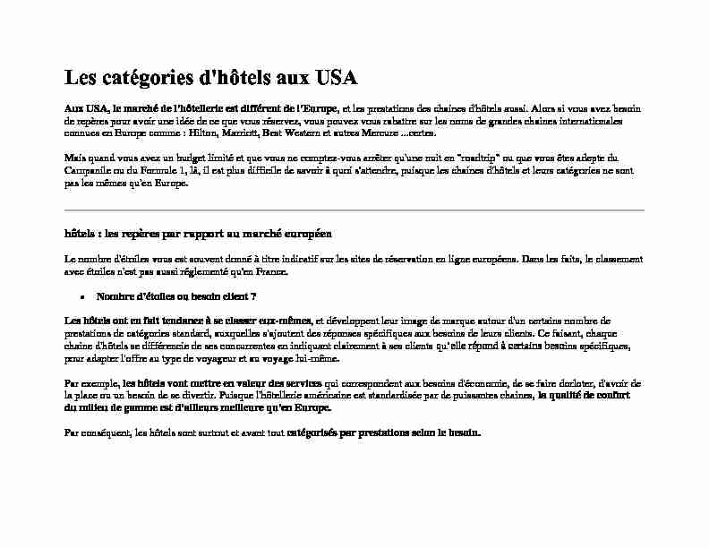 [PDF] Les catégories dhôtels aux USA