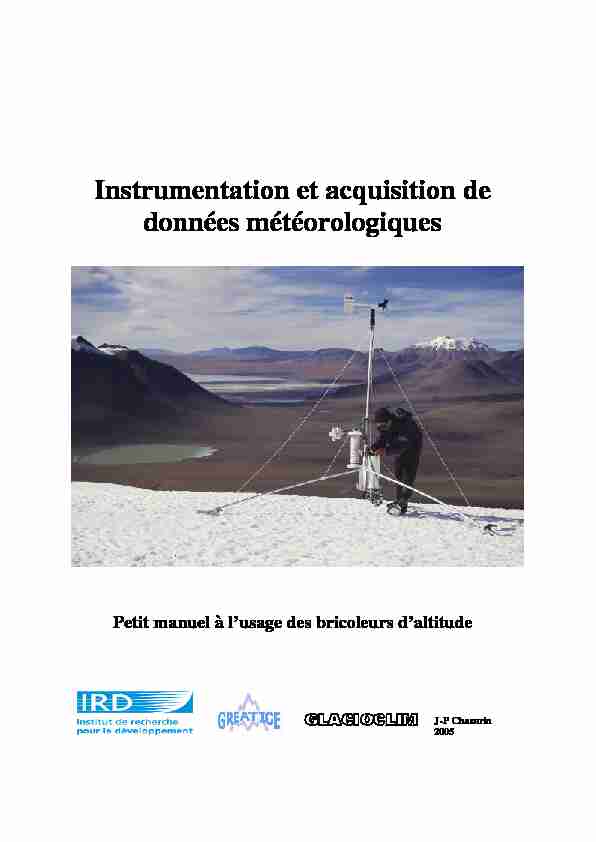Instrumentation et acquisition de données météorologiques