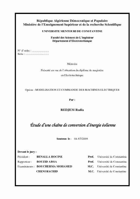 [PDF] Étude dune chaîne de conversion dénergie éolienne