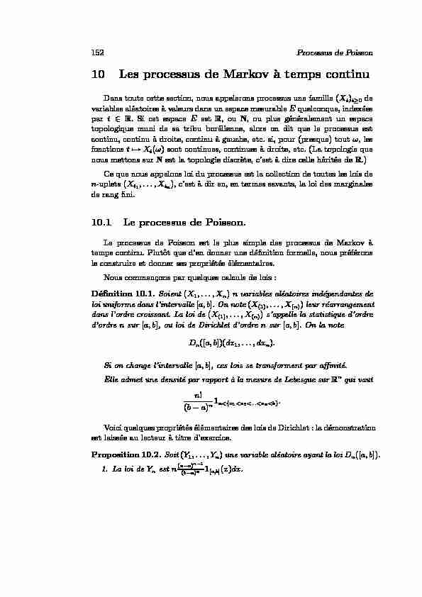 [PDF] 10 Les processus de Markov `a temps continu