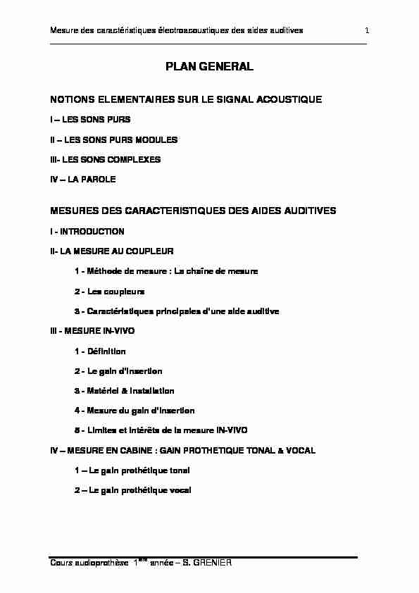 [PDF] Mesure des AA - Cours Ecole Audioprothèse Lyon