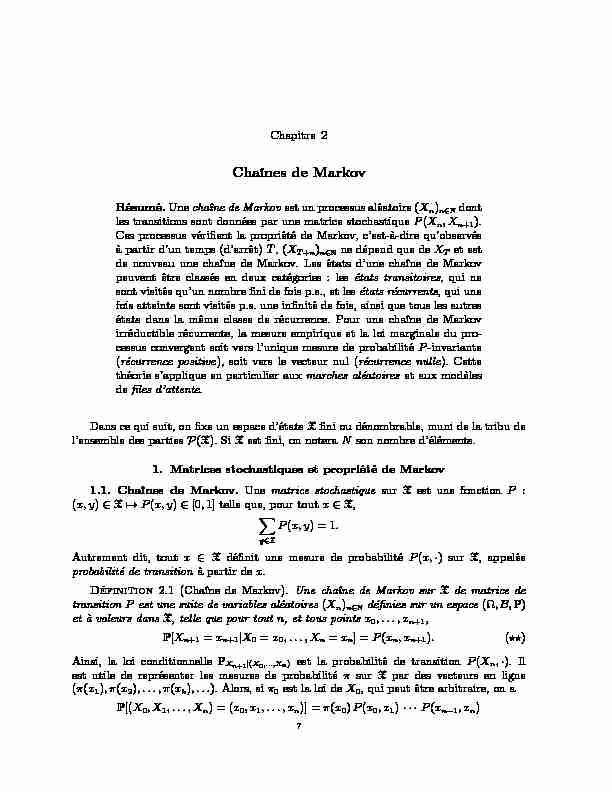 [PDF] Chaînes de Markov (et applications)