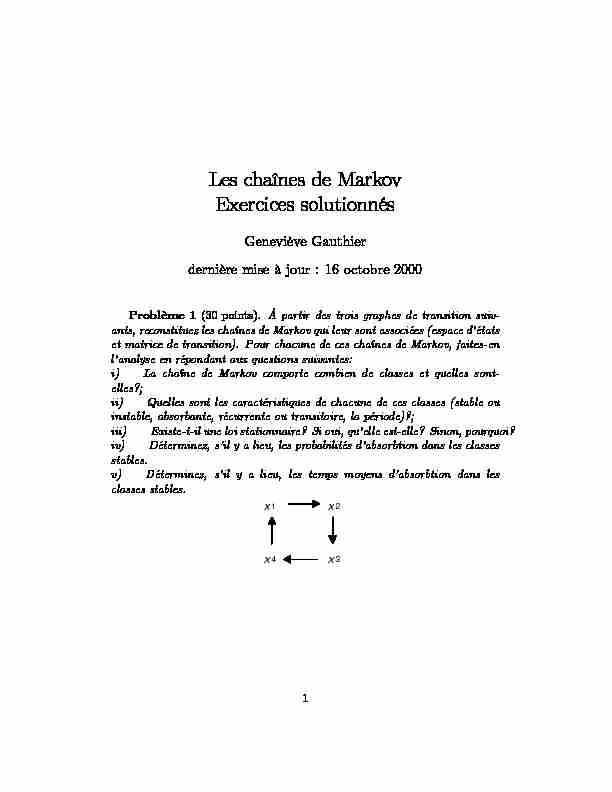 [PDF] Les chaînes de Markov Exercices solutionnés