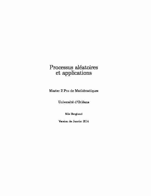 [PDF] Processus aléatoires et applications