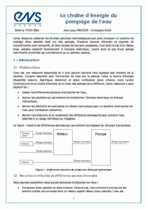 [PDF] La chaîne dénergie du pompage de leau - Eduscol