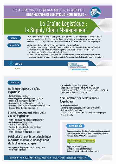 La Chaîne Logistique : le Supply Chain Management
