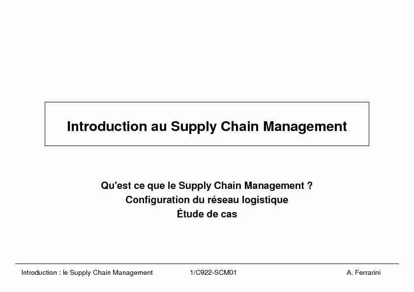 [PDF] Introduction au Supply Chain Management